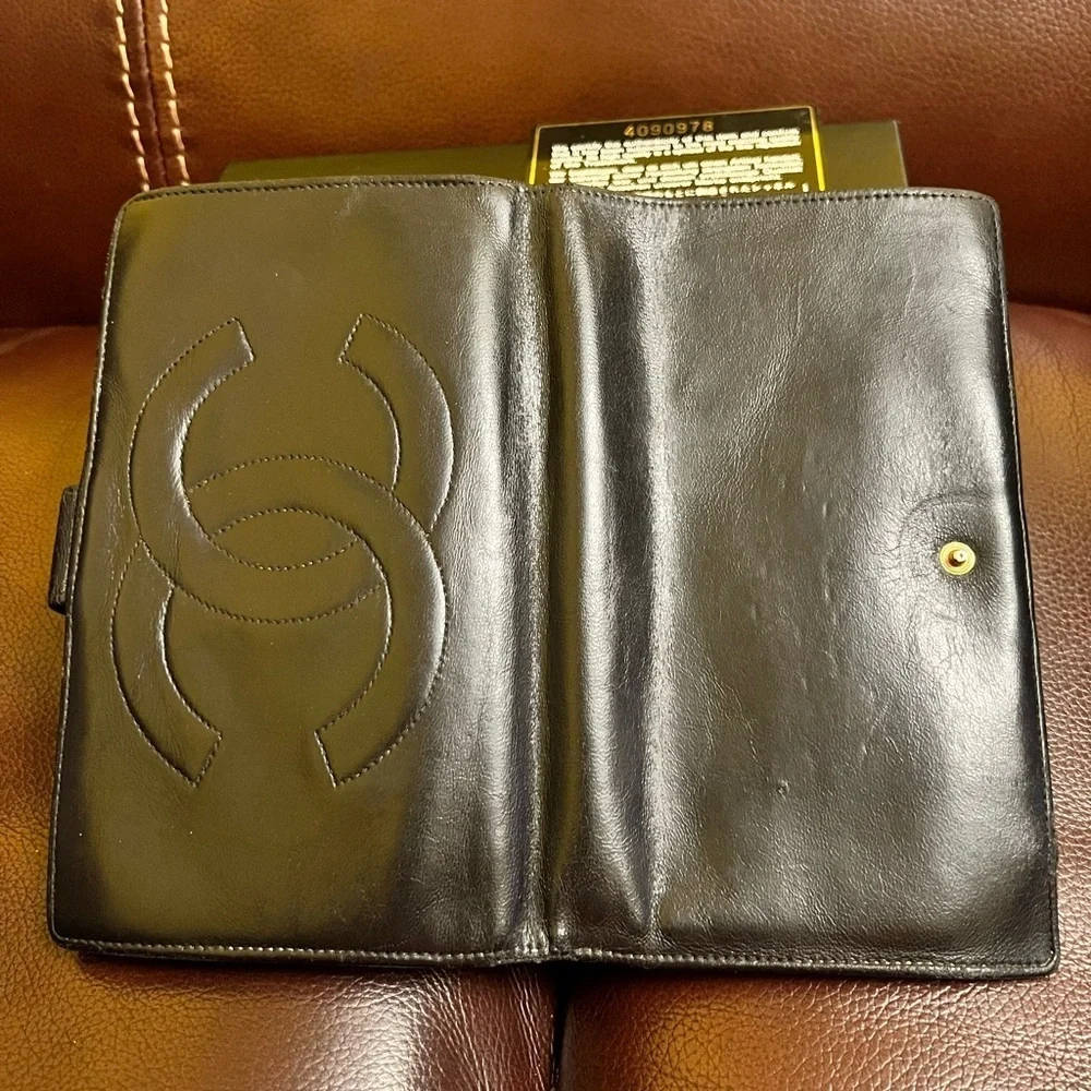 Authentic Vintage Chanel Timeless CC Long Wallet. box and authenticated card.